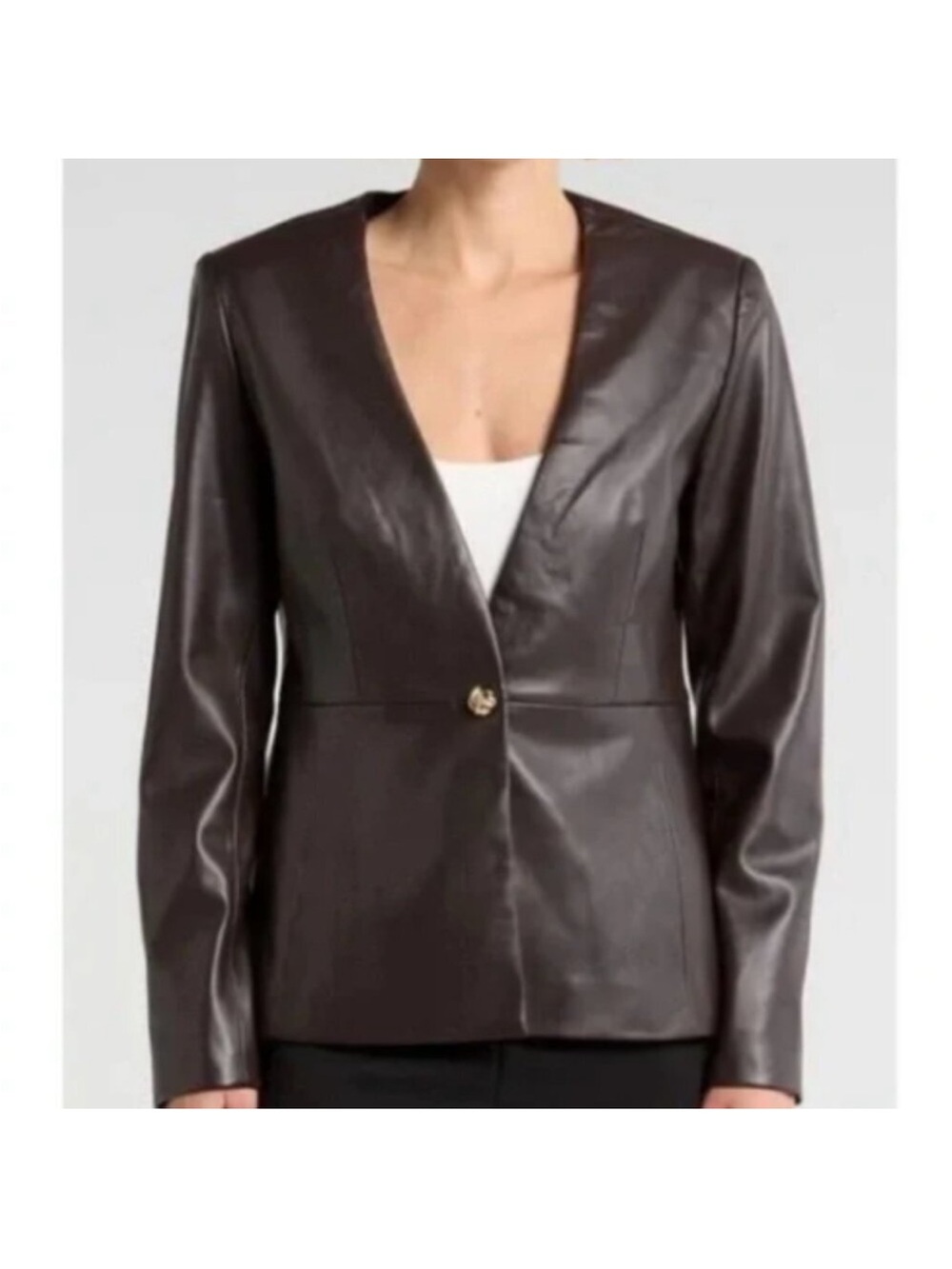 Chocolate Brown Faux Leather Blazer